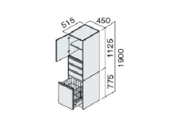 パナソニックCライン、サイドキャビネット幅45cm上開き下脱衣