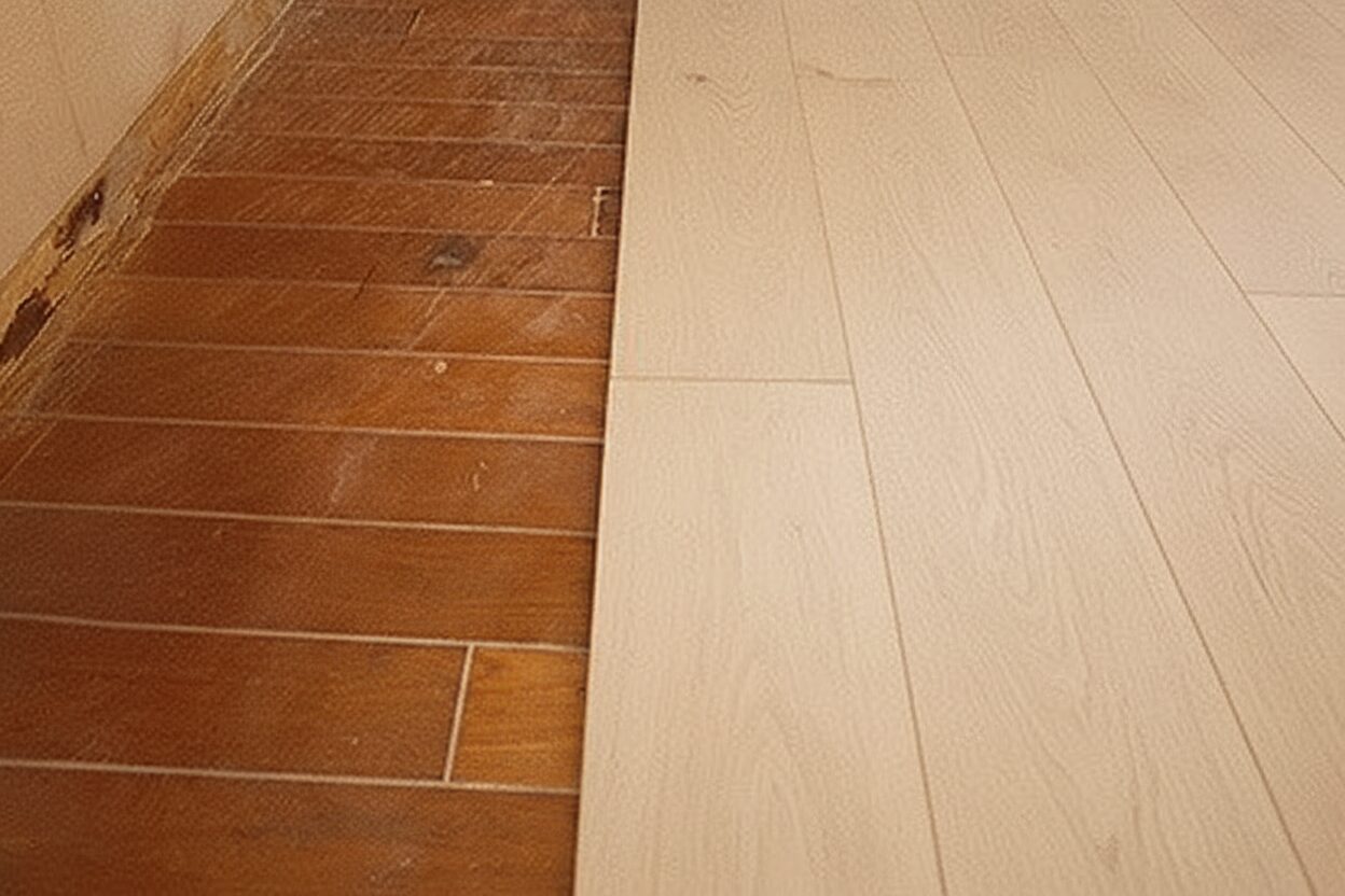 キッチンの床リフォーム：重ね張り